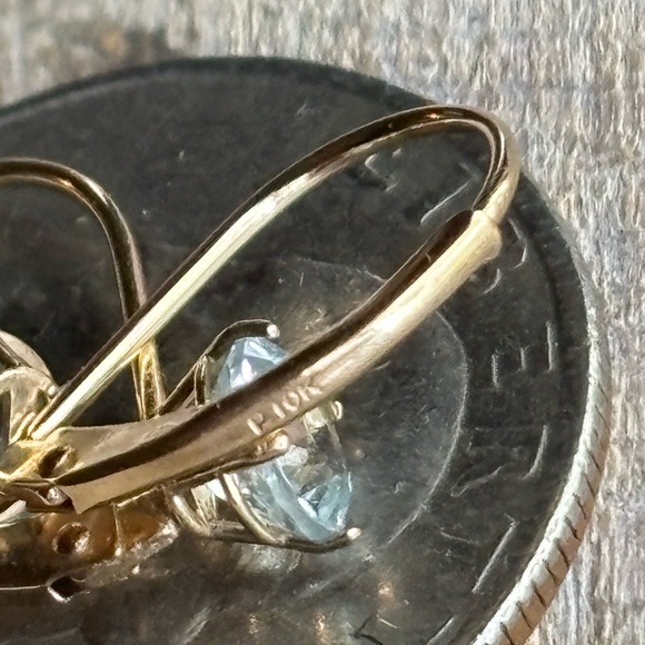 10k Gold Aquamarine Drop Earrings - Picture 6 of 7